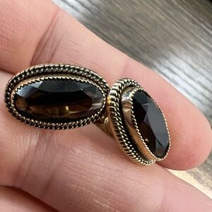 12K yellow gold filled faceted smoky quartz screw on earrings